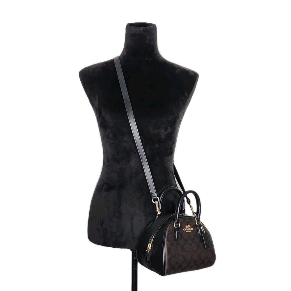 Coach Sydney Satchel Signature Canvas CA591 Brown Black Crossbody